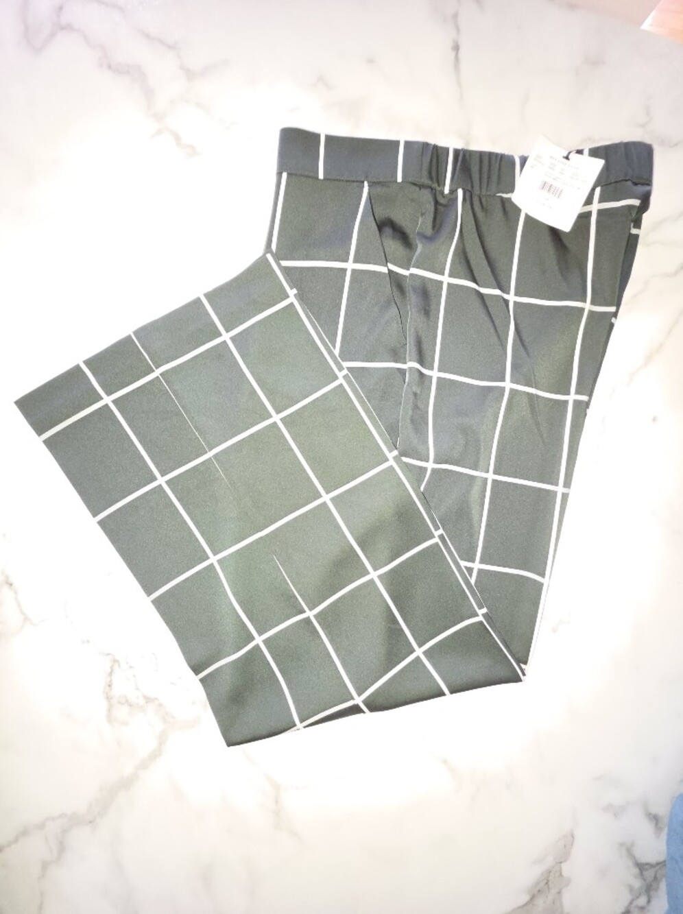 NWT Black Windowpane Trousers with White Grid